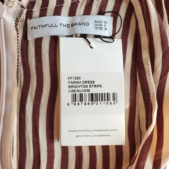 Faithfull The Brand Farah Brighton Stripe Midi Dress NWT Size 6/Medium - Picture 13 of 16